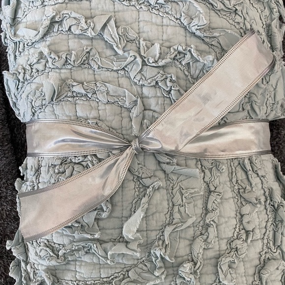 Light Silvery Blue Exquisitely Detailed Quilt - Picture 6 of 7